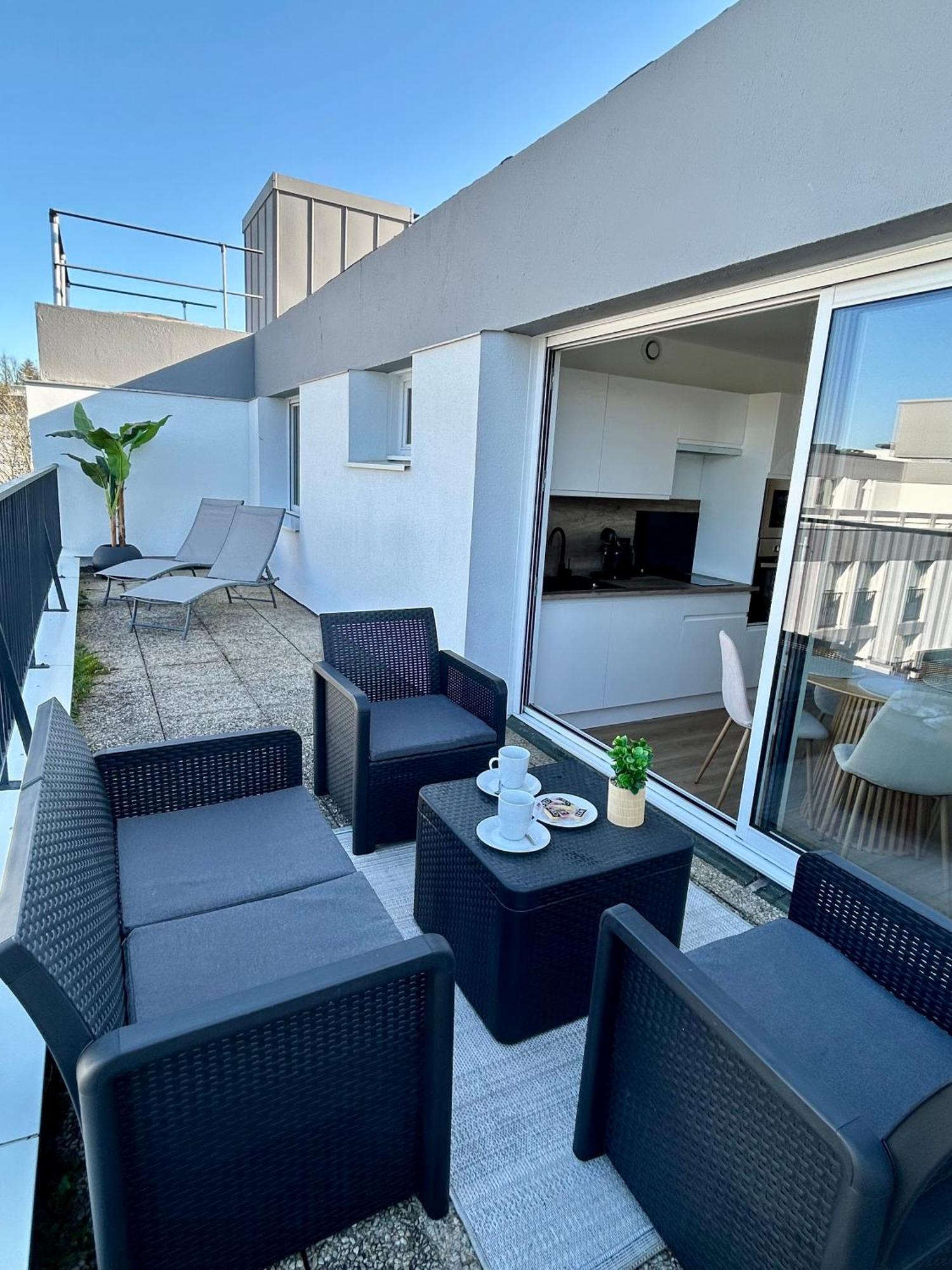 Apartment T2 Avec Grande Terrasse A Proximite Immediate Du Centre *